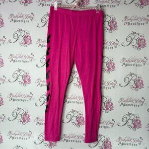 PLAYBOY logo on side playboy bunny rabbit head Pink Black Leggings